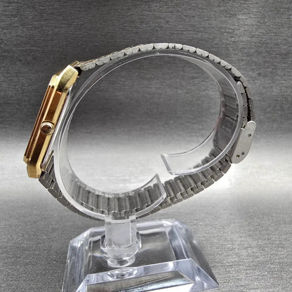Seiko Tank Watch Men 27mm Gold Dial Gold Tone Rectangle 6531-5129 New Battery7