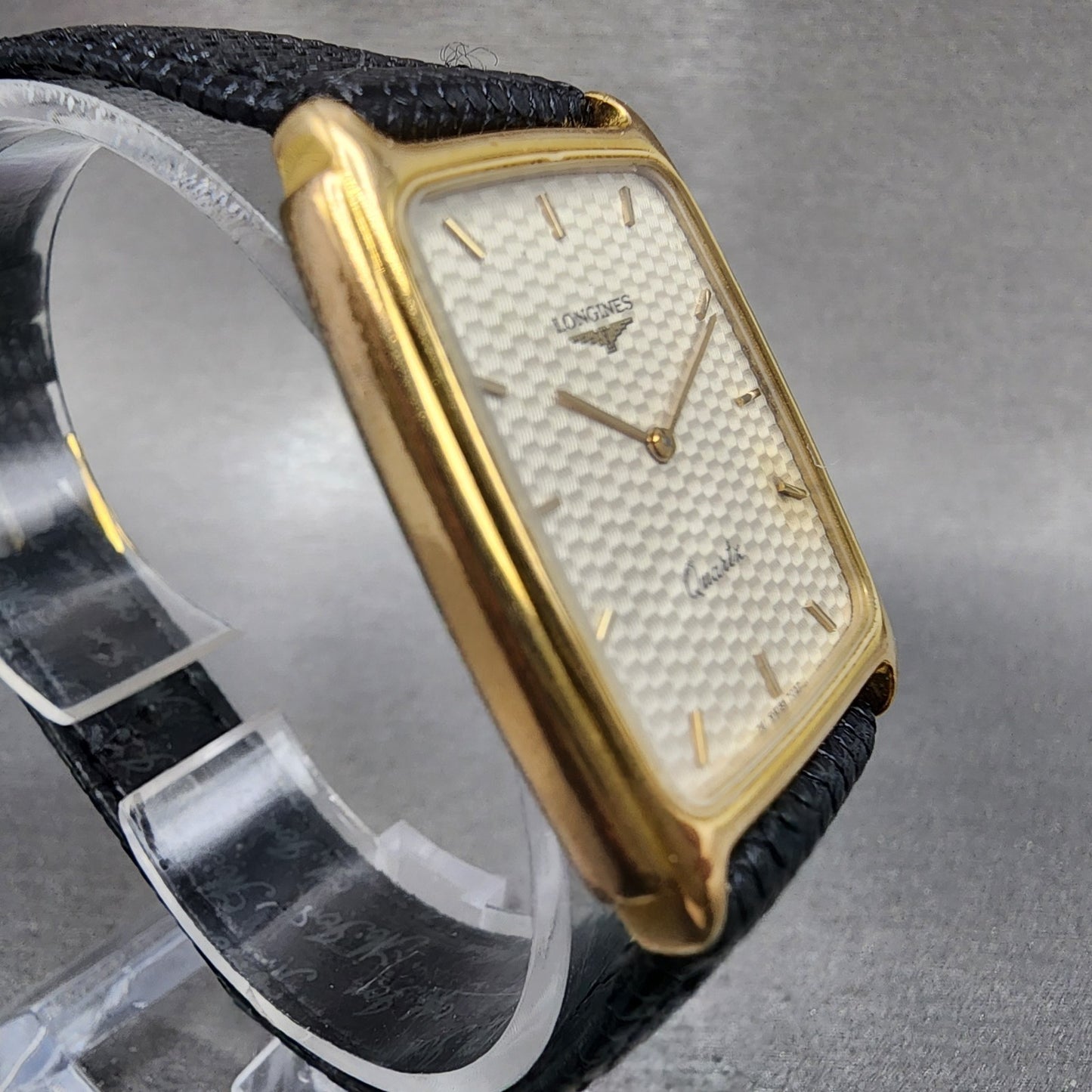 Longines Tank Watch Men 26mm Silver Dial Gold Tone Rectangle 7027 New Battery3
