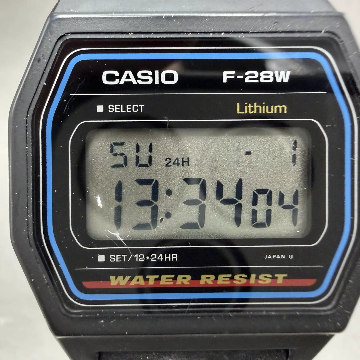 Casio F-28 Watch Men 34mm Digital Black Tone Alarm Chrono Octagon New battery1