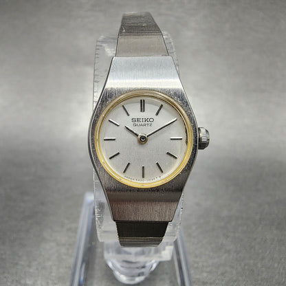 Seiko Watch Women 16mm White Dial Silver Tone Round 5420-0029 New Battery VTG