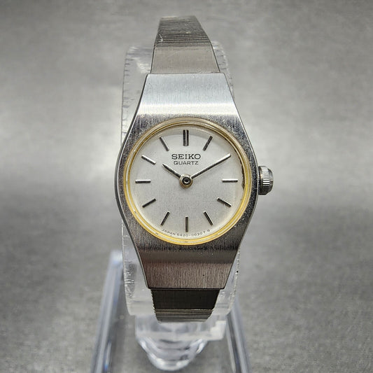 Seiko Watch Women 16mm White Dial Silver Tone Round 5420-0029 New Battery VTG
