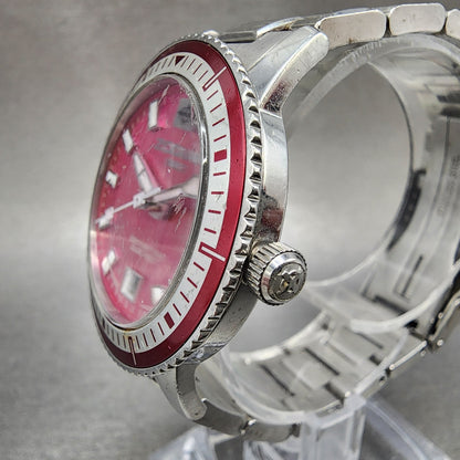 Zodiac Sea Wolf Watch Women 37mm Pink Dial Silver Tone Date Round New Battery2