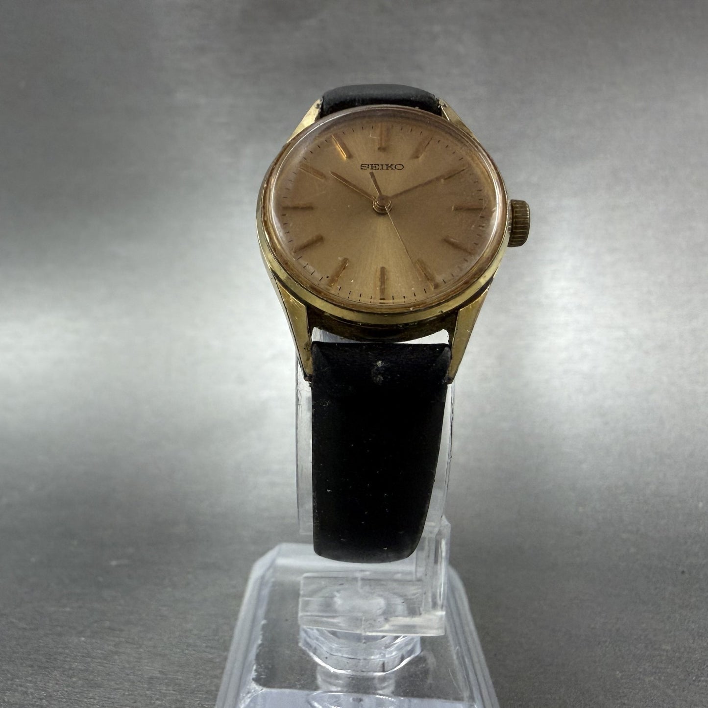 Seiko Watch Women 23mm Gold Dial Gold Tone Round Manual 1104-003J Wind Runs VTG5