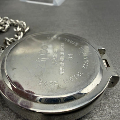 Zippo Pocket Watch Men 49mm Silver Dial Steel Chronograph Round New Battery14
