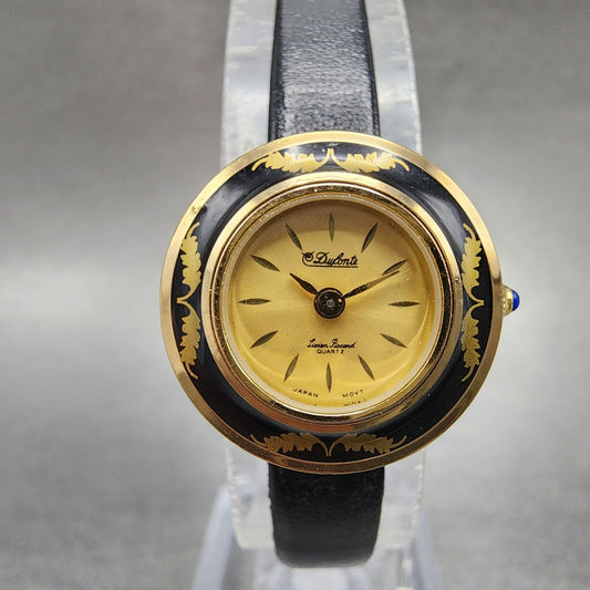 Lucien Piccard Dufonte Watch Women 19mm Gold Dial Gold Tone Round New Battery