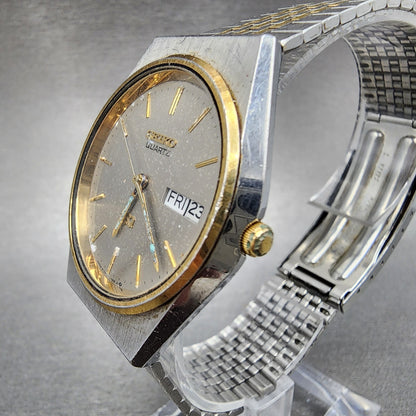 Seiko SQ Watch Men 35mm Gray Dial Two Tone Daydate 8123-7249 PARTS
