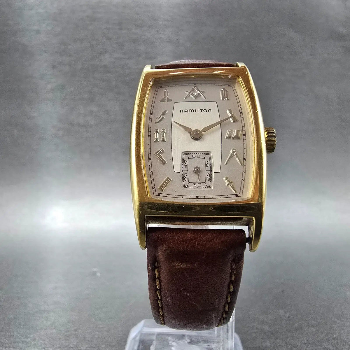 Hamilton Masonic Tank Watch Men 22mm Silver Dial Gold Small Seconds 6172 PARTS6