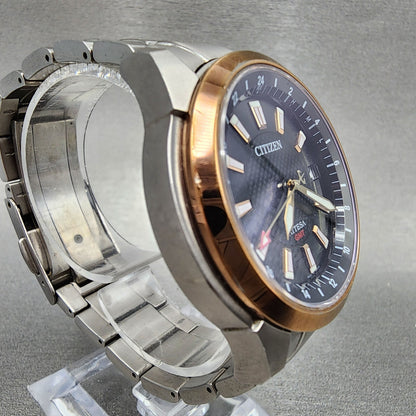 Citizen Eco-Drive Attesa GMT Watch Men 40mm Black Dial Titanium Date Round Runs