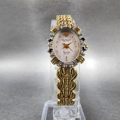 Jules Jurgenson Watch Women 17mm Silver Dial Gold Tone Diamond Bezel New Battery5