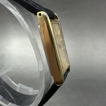 Seiko Tank Watch Women 12mm Champagne Dial Gold Tone 2E20-5239 New Battery UI83