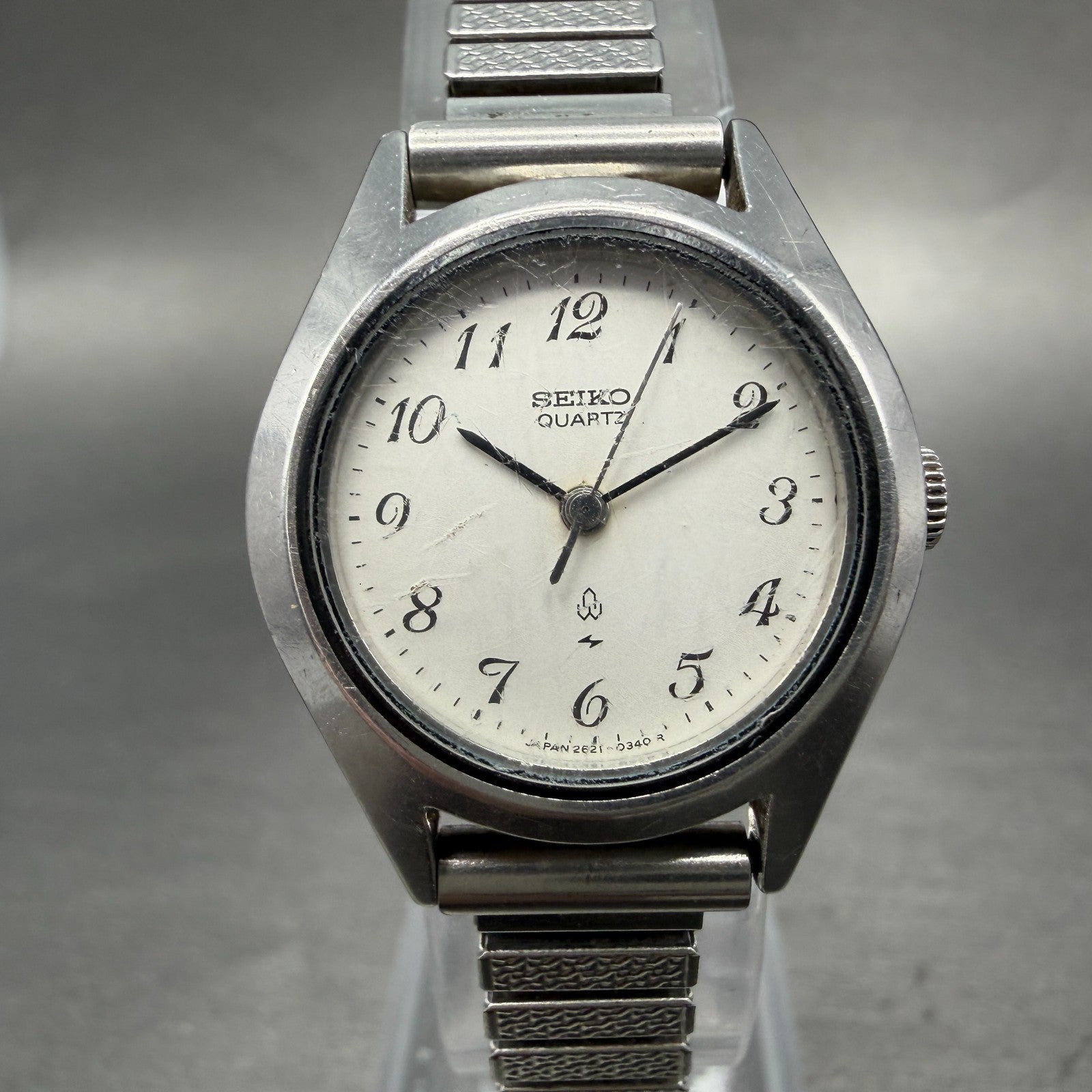 Seiko Watch Women 24mm Silver Dial Silver Tone Round 2621-0100 New Battery0