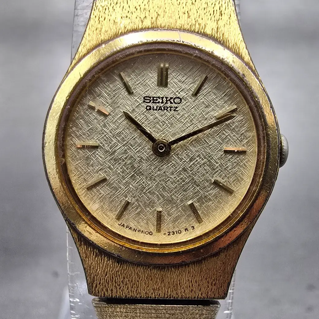 Seiko Watch Women 19mm Gold Dial Gold Tone Round 4N00-0669 New Battery VTG 1231