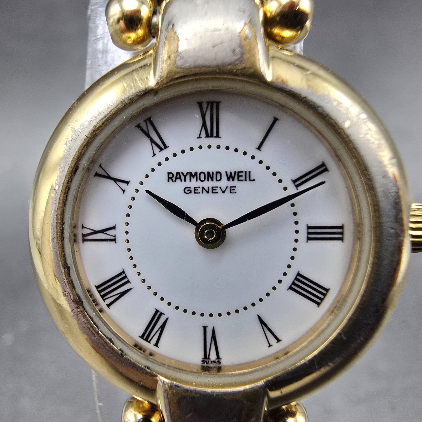 Raymond Weil Watch Women 23mm White Dial Gold Plated Round 5839 New Battery1