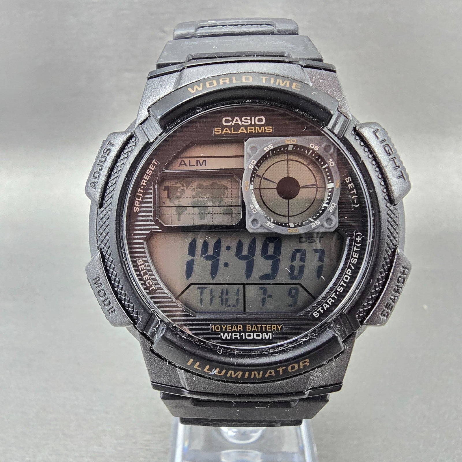 Casio AE-1000W Watch Men 44mm Black Dial Gray Black World Time Digital New Batt2