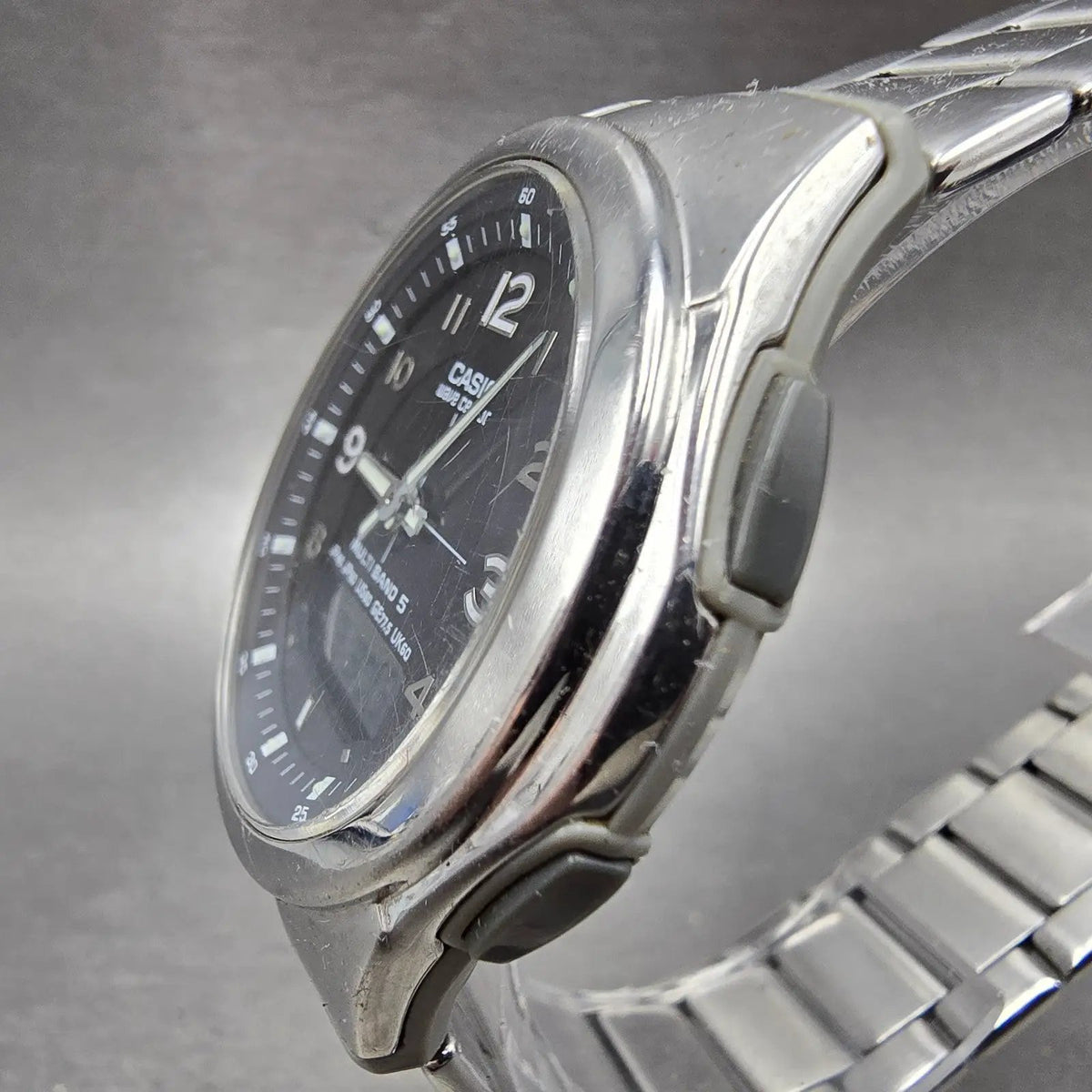Casio Waveceptor Watch Men 41mm Black Dial Analog Digital Steel WVA-M480 Works T3