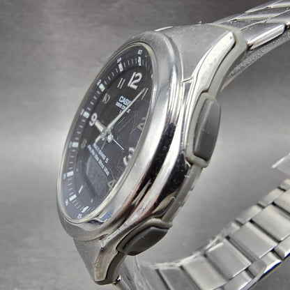 Casio Waveceptor Watch Men 41mm Black Dial Analog Digital Steel WVA-M480 Works T3