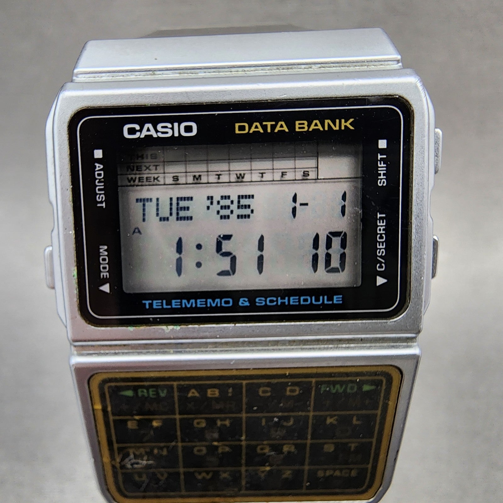 Casio Calculator Watch Men 33mm Digital Silver Tone Alarm Chrono DBC610 New Bat1