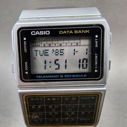 Casio Calculator Watch Men 33mm Digital Silver Tone Alarm Chrono DBC610 New Bat1