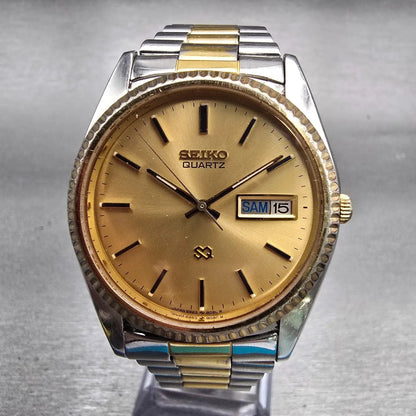 Seiko President Watch Men 36mm Gold Dial Two Tone Daydate 6923-8080 New Battery0