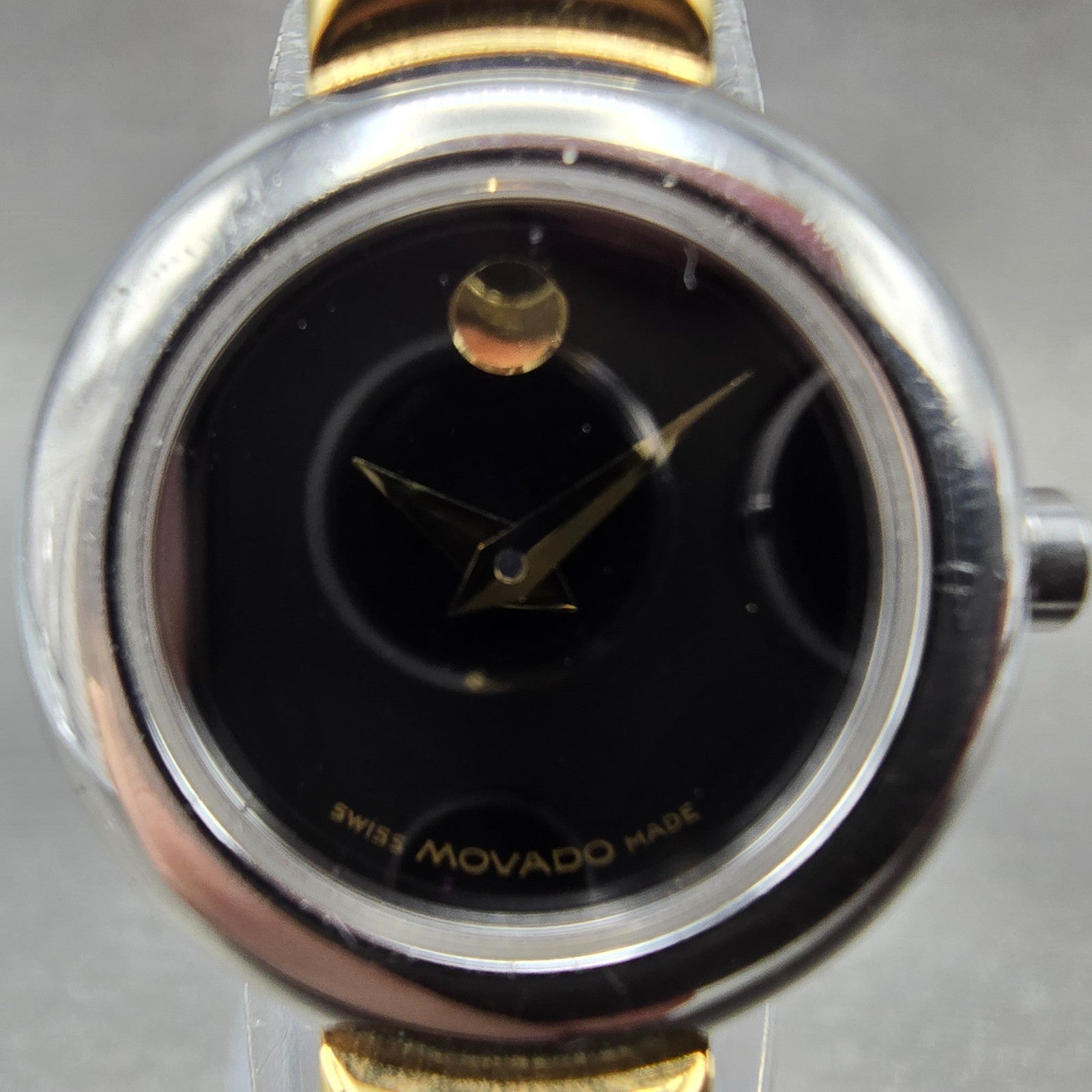 Movado Harmony Watch Women 23mm Black Dial Two Tone 97.A1.809.A New Battery1