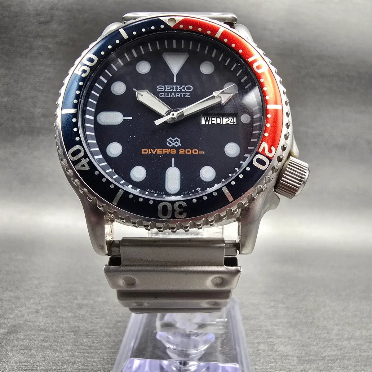 Seiko Dive Watch Men 42mm Blue Dial Steel Pepsi SQ Daydate 5H26-7A19 New Battery5