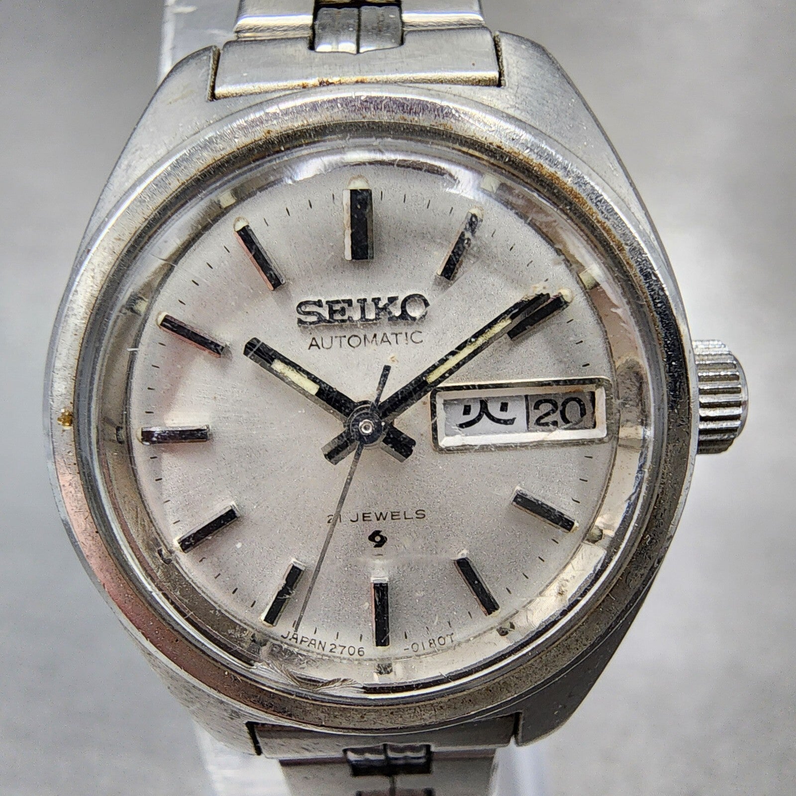 Seiko Automatic Watch Women 25mm Silver Dial Silver Tone Daydate 27060020 Runs1