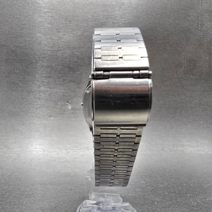 Seiko Tank Watch Men 31mm Silver Dial Silver Tone Rectangle 2621-5180 New Batt8