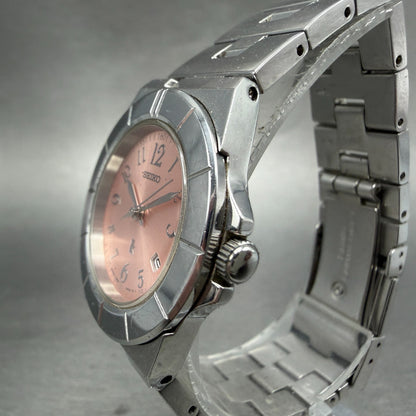 Seiko Watch Women 28mm Pink Dial Silver Tone Date 7N82-0620  Lukia New Battery2