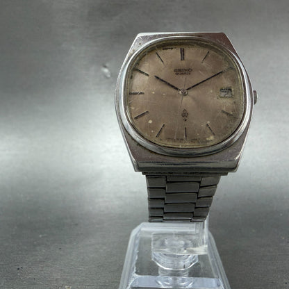 Seiko Watch Men 34mm Silver Dial Silver Tone Date Vintage 7832-5010 New Battery5