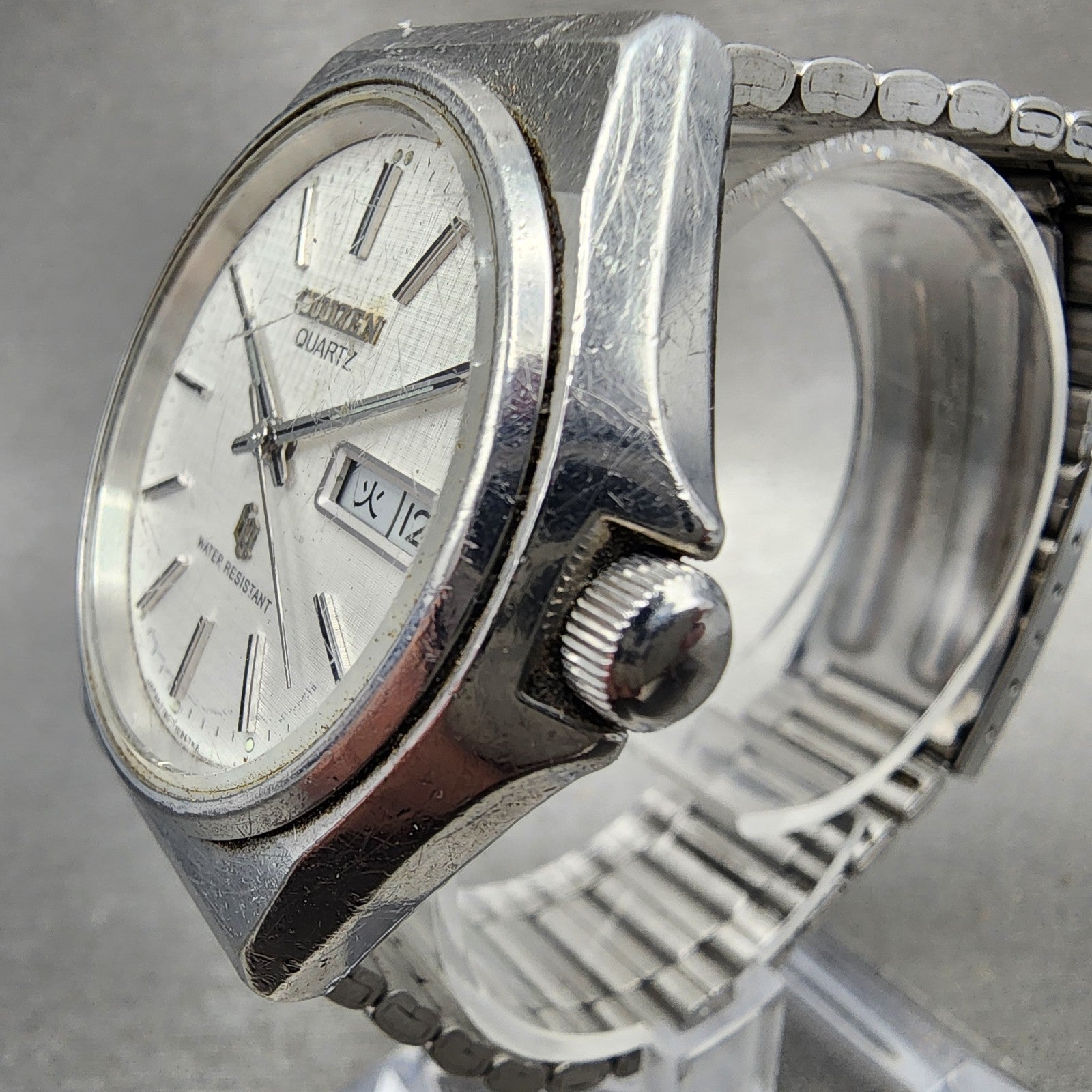 Citizen CQ Watch Men 38mm White Dial Silver Tone Daydate 4730160 PARTS3
