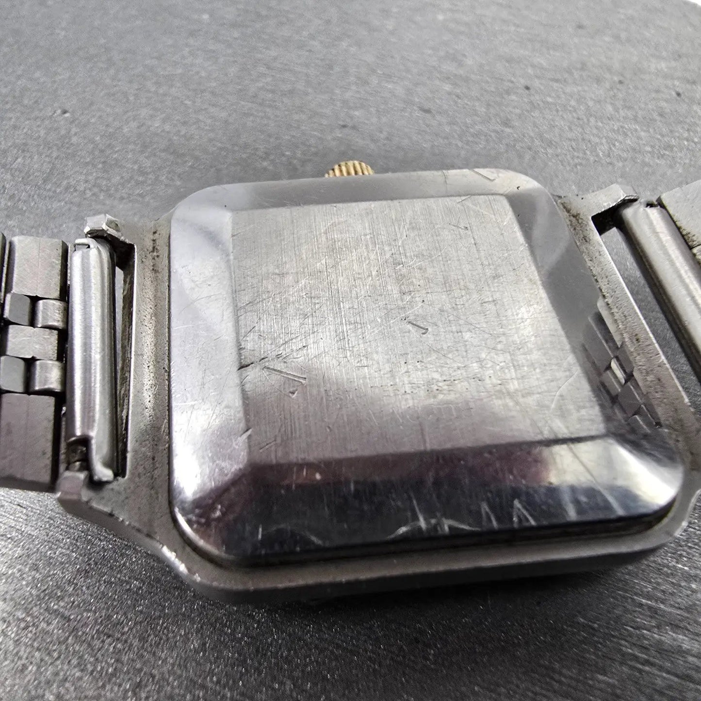 Bulova Accutron Tank Watch Men 31mm Silver Dial Two Tone Rectangle PARTS Vintage9