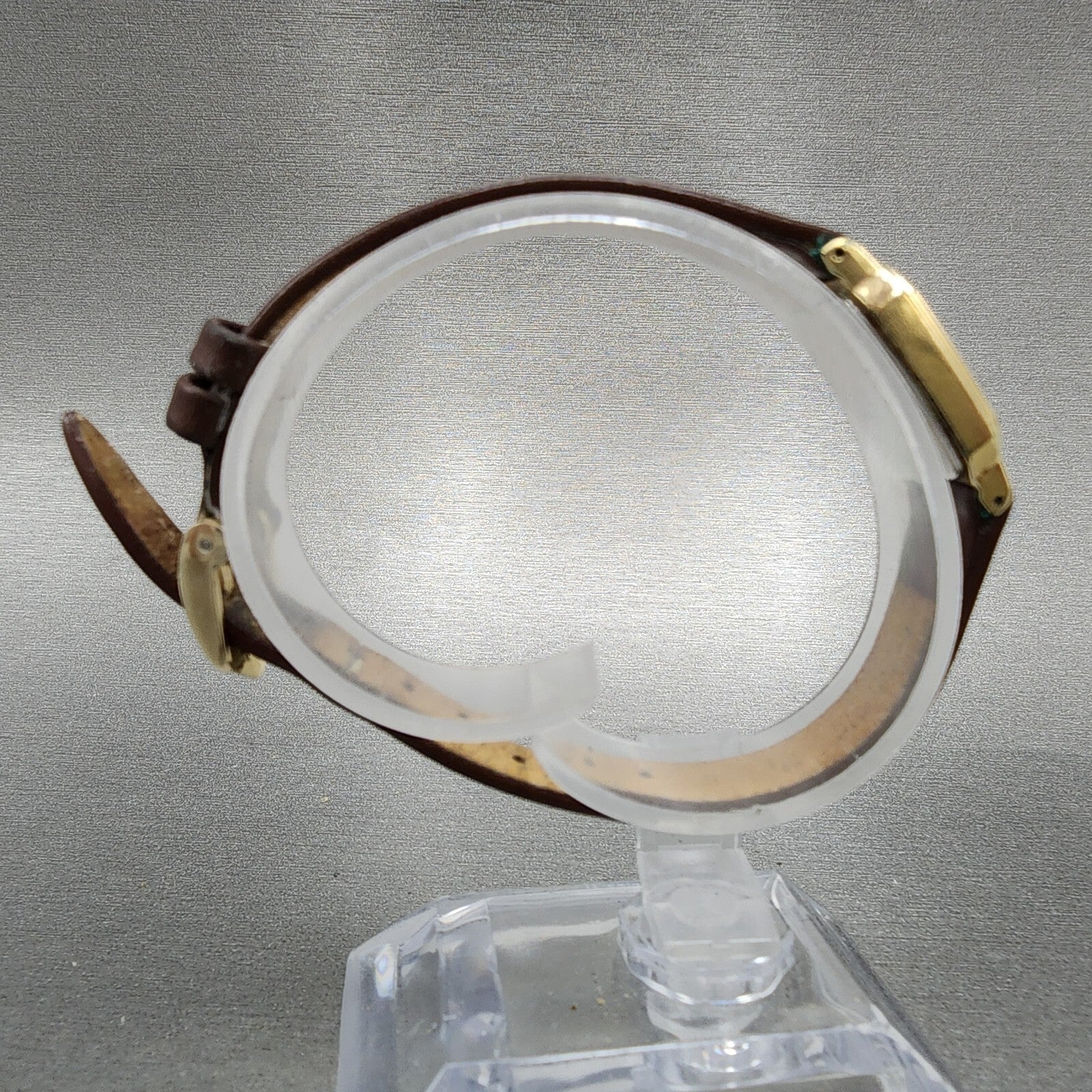 Seiko Tank Watch Women 17mm Brown Dial Gold Tone 2p205a09 New Battery8