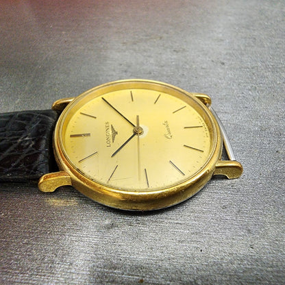 Longines Watch Men 32mm Gold Dial Gold Tone Round 6407 977 VTG PARTS5