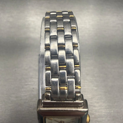 Seiko Watch Women 18mm White Dial Two Tone Rectangle V401-5849 New Battery4
