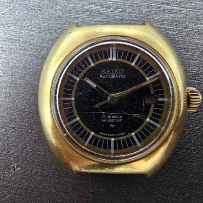 Seiko Automatic Watch Women 29mm Green Dial gold Tone Date 2205-0349 PARTS VTG2