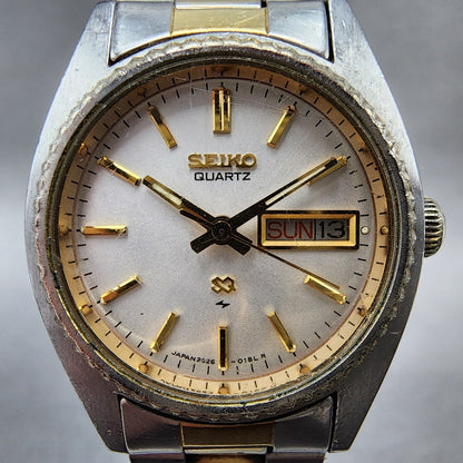 Seiko SQ Watch Women 25mm White Dial Two Tone Round 26260159 New Battery ABC1231
