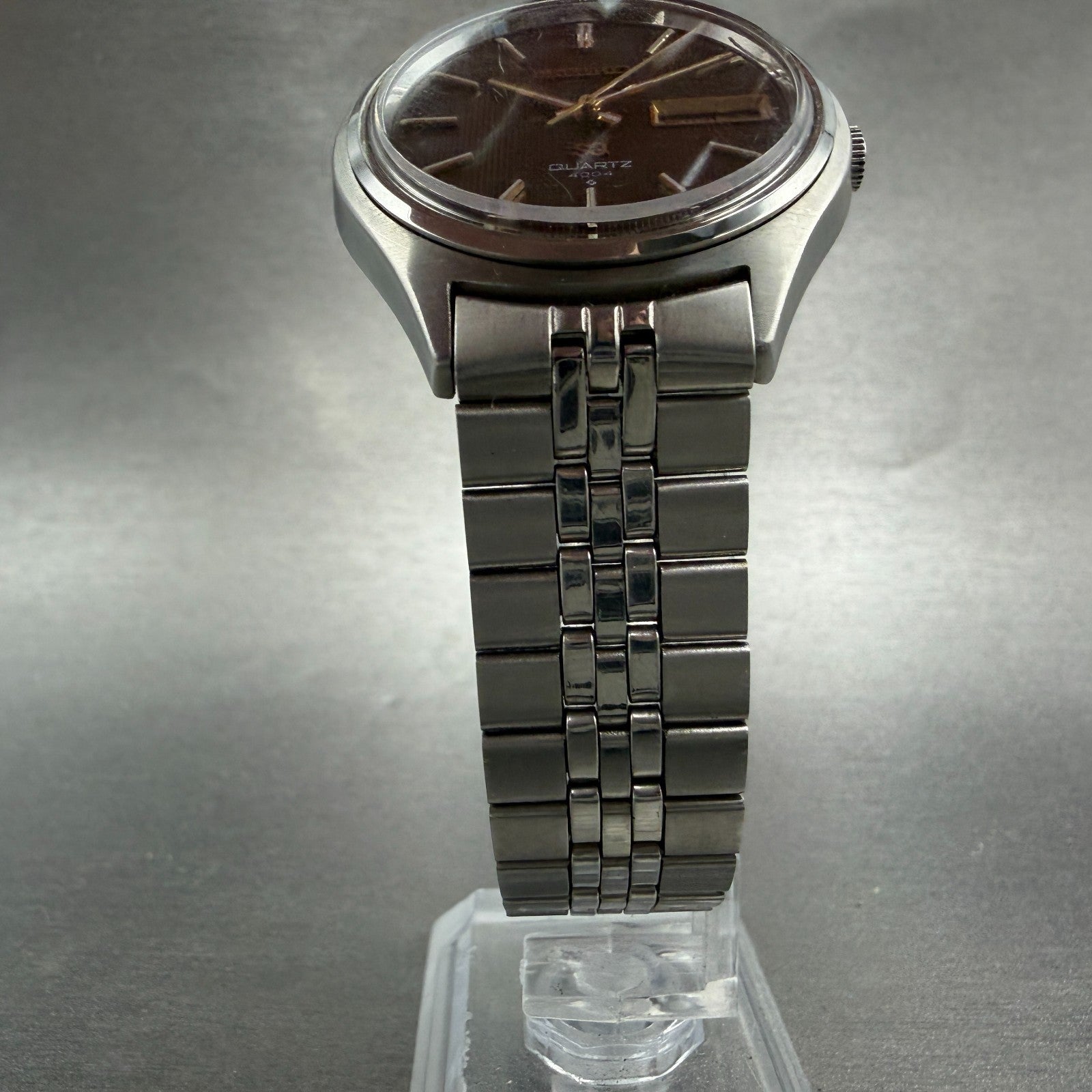 Seiko SQ Watch Men 36mm Brown Dial Silver Tone Daydate READ!! 0903-7039 New Batt5