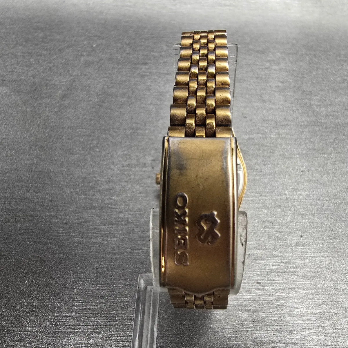 Seiko Watch Women 24mm Black Dial Gold Daydate Round 3Y03-0169 New Battery JP27