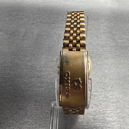 Seiko Watch Women 24mm Black Dial Gold Daydate Round 3Y03-0169 New Battery JP27