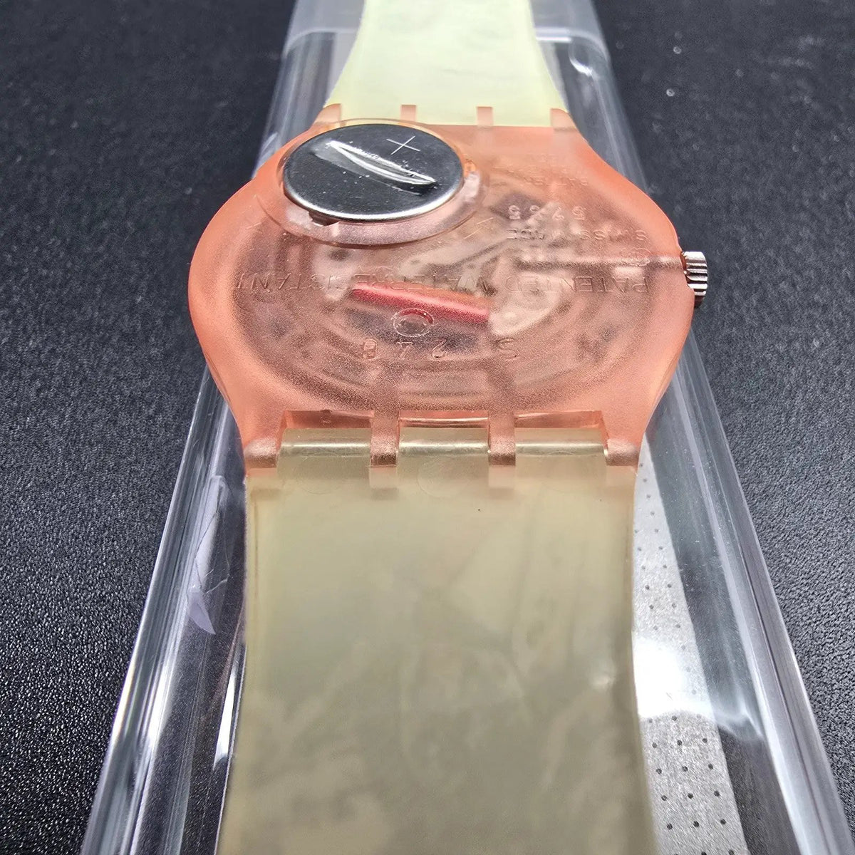 Swatch Masquerade Watch Men 34mm White Dial Pink Case GP105 New Battery NOS 32314