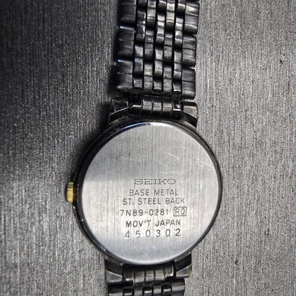 Seiko Watch Women 23mm White Dial Gray Tone Date Round 7N89-0281 New Battery10