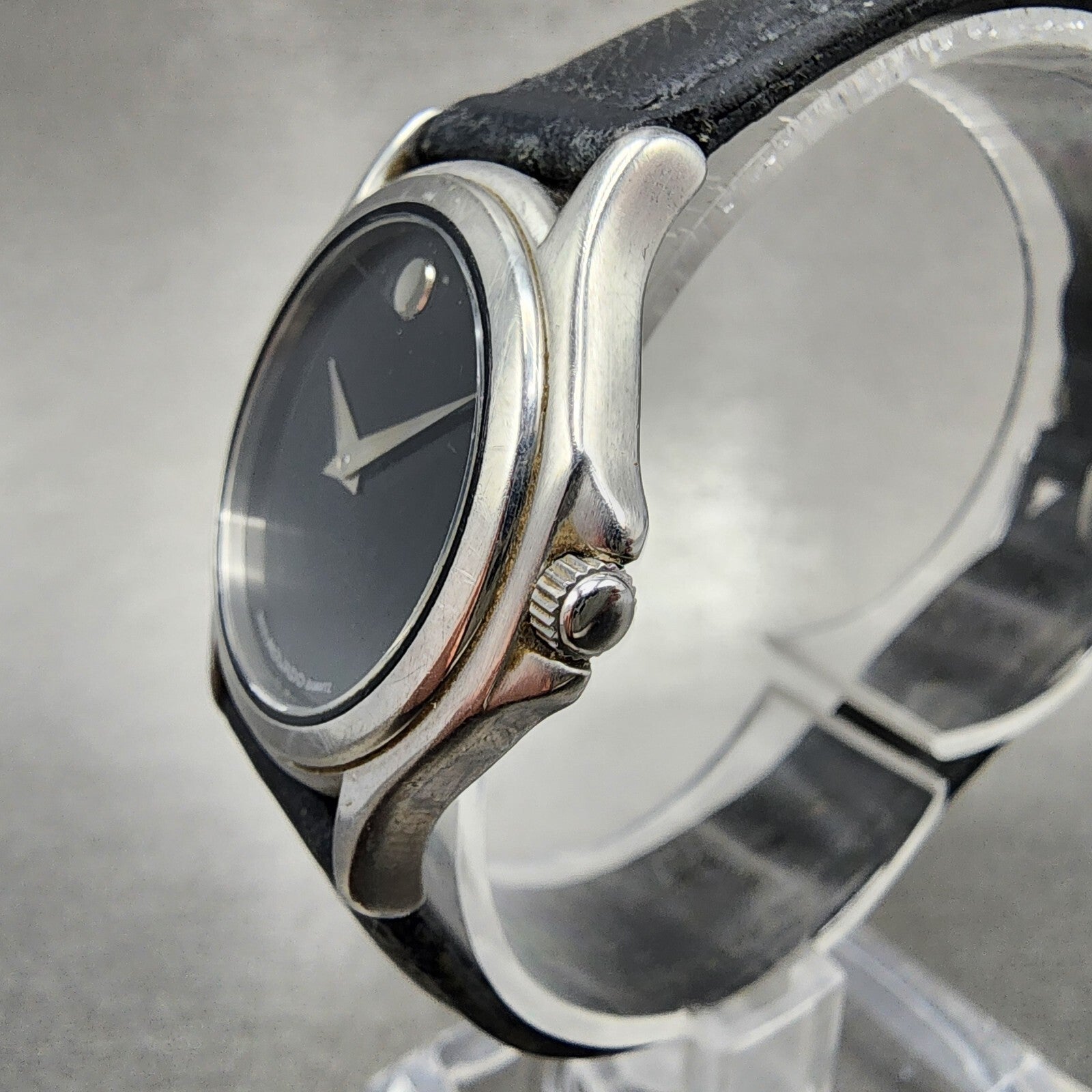 Movado Museum Watch Women 28mm Black Dial Steel Round New Battery 84E408232