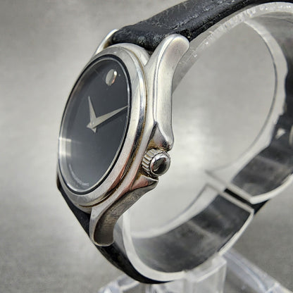 Movado Museum Watch Women 28mm Black Dial Steel Round New Battery 84E408232