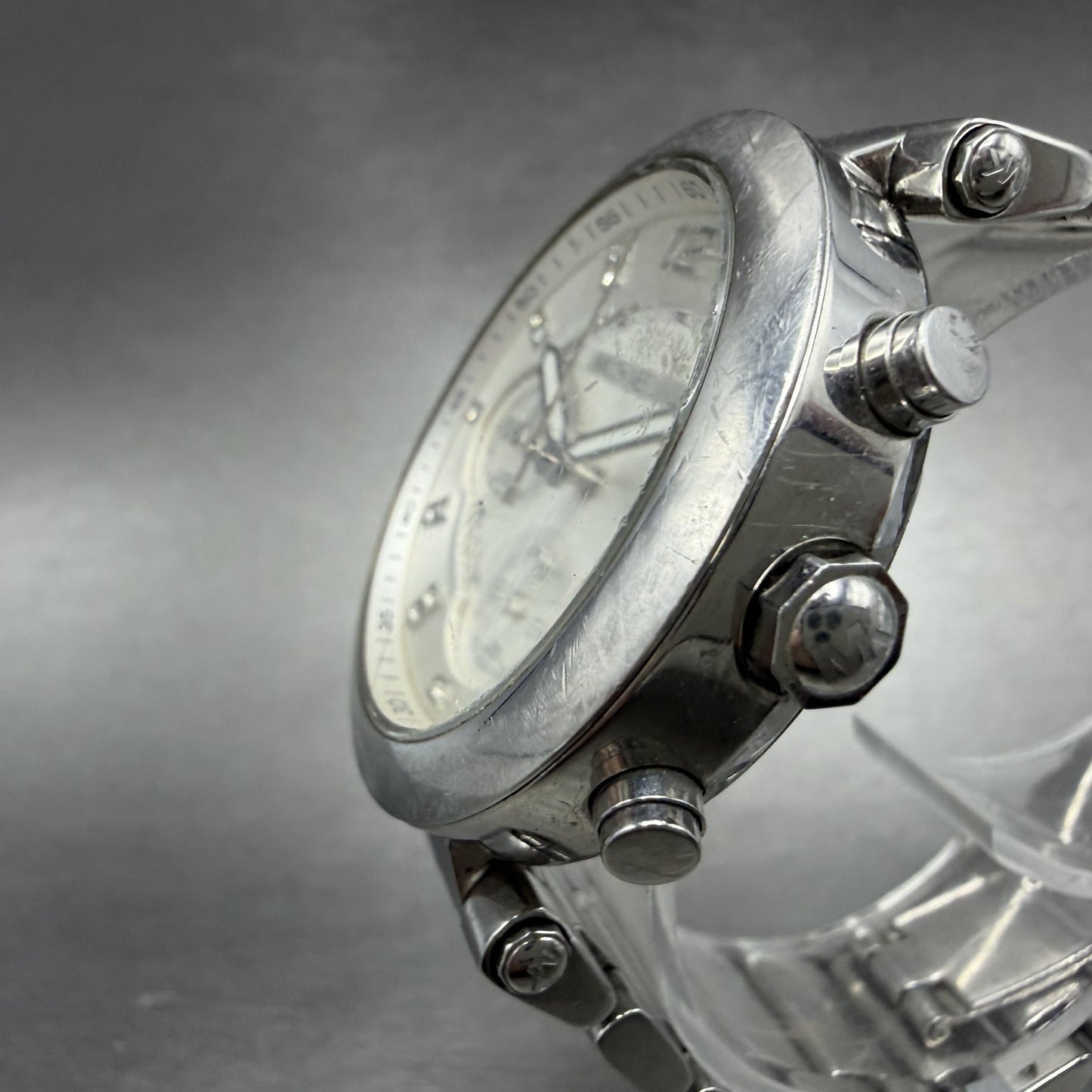 Michael Kors Parker Chronograph Watch Women 39mm White Dial Steel Date New Batt2
