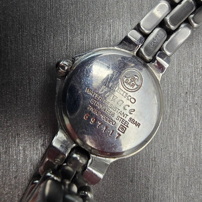 Seiko SQ Watch Women 25mm Cream Dial Silver Tone Date Round 7N82-6D20 New Batt10
