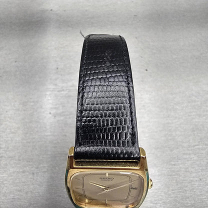 Seiko Watch Men 27mm Gold Dial Gold Tone Date Rectangle 6532-5250 New Battery4