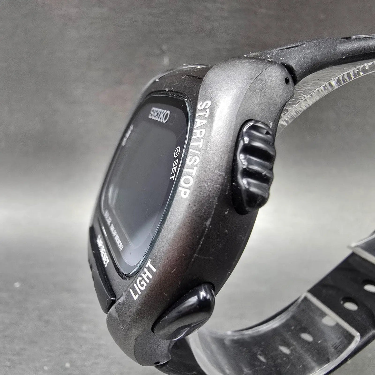 Seiko Super runner Watch Men 43mm Black Alarm Chronograph S680-00A0 Solar Works2
