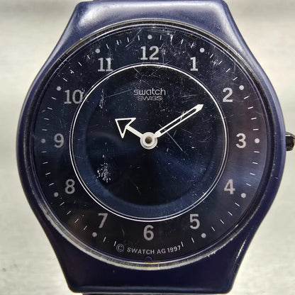 Swatch Skin Thinsider Watch Men Blue Dial Blue Case Round SFN102 New Battery1