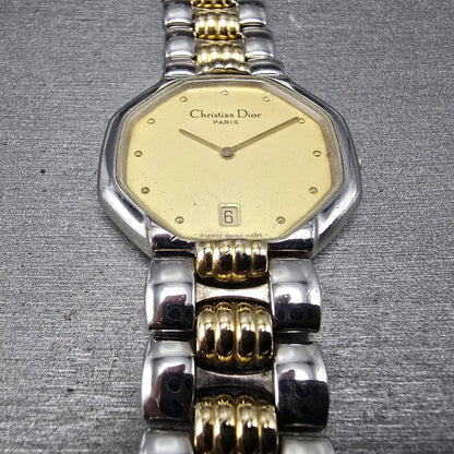 Christian Dior Watch Men 32mm Champagne Dial Two Tone Date 45.204 PARTS4