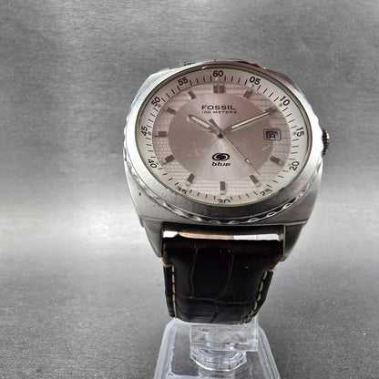 Fossil Blue Watch Men 40mm Silver Dial Silver Tone Date AM-3675 New Battery5